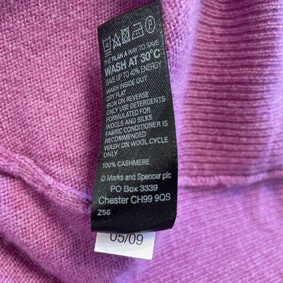M&S Autograph Womens Cashmere Sweater Cardigan Orchid Purple Sz. M UK 12 - Picture 9 of 9